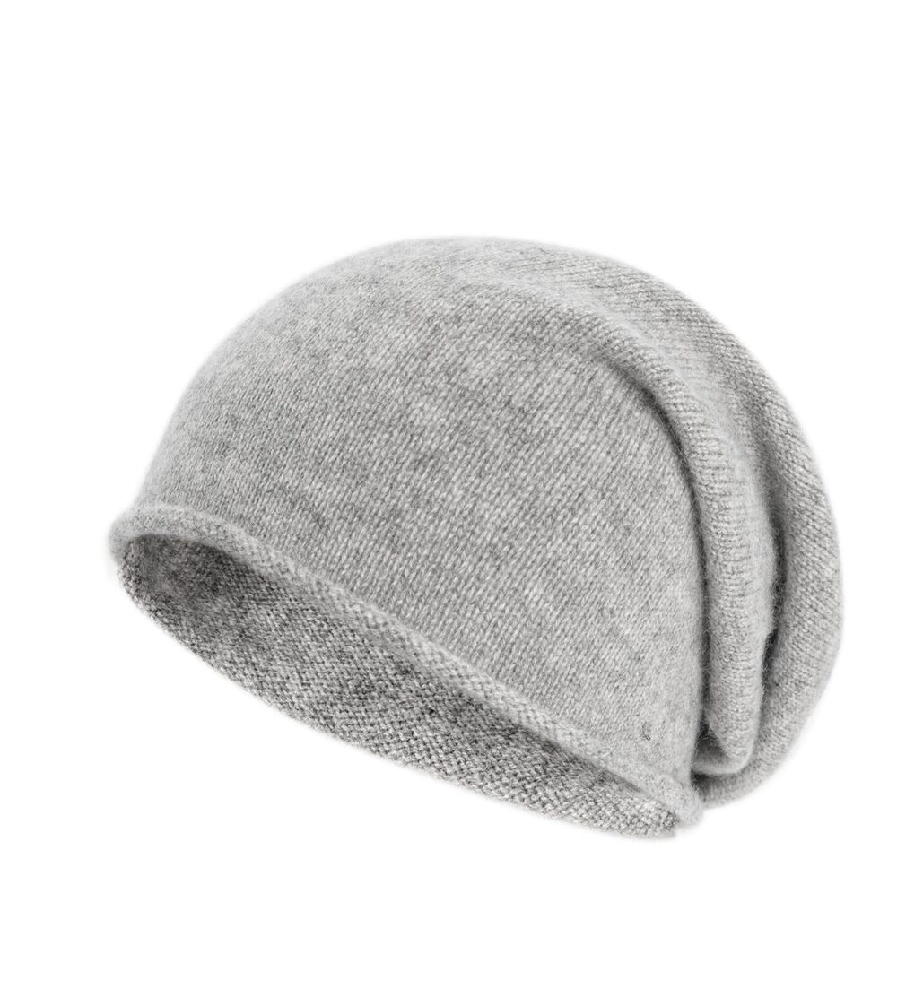 8921 100% Cashmere Slouchy Beanie Hat , Knitted Soft Warm Cashmere Skull